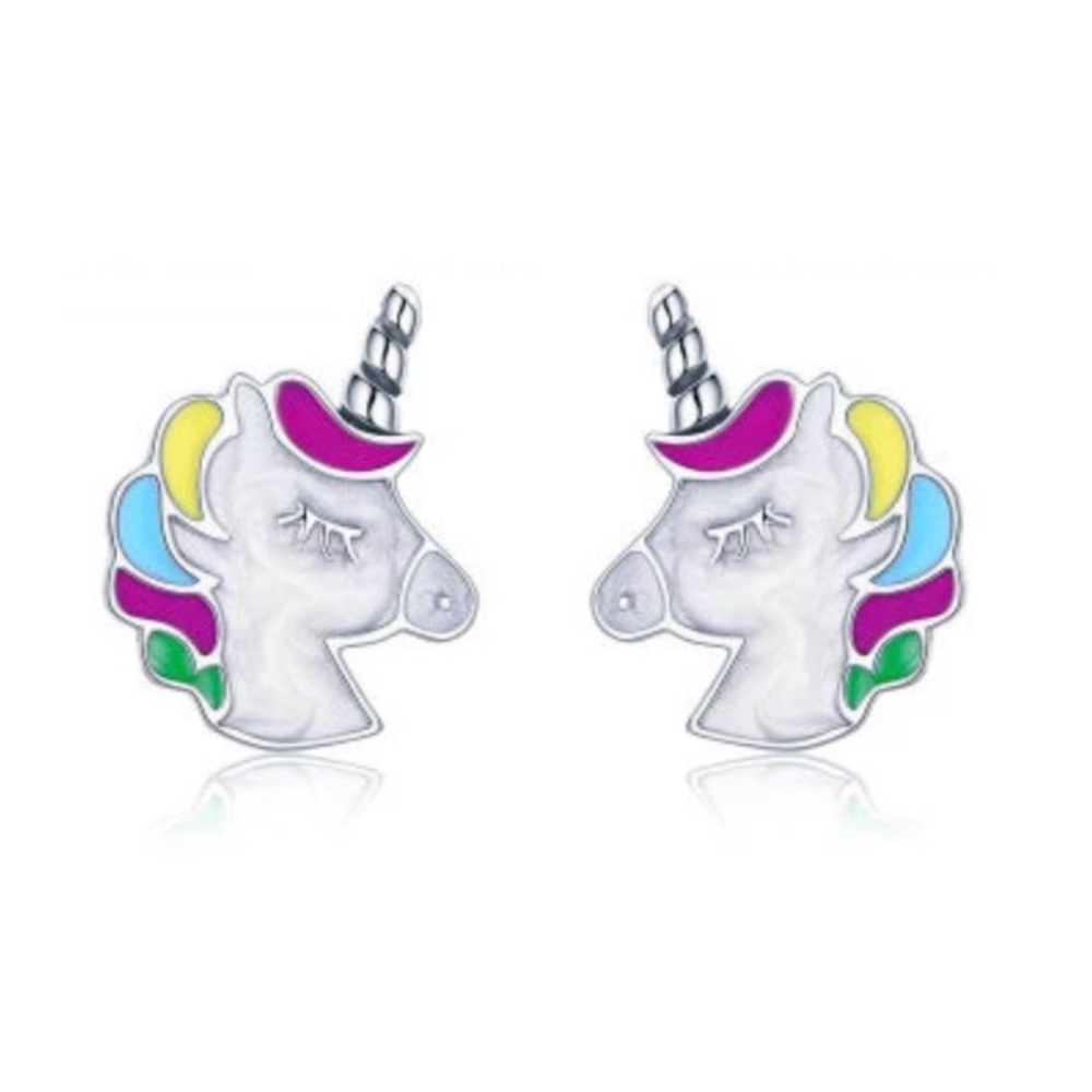 Solid Sterling Silver Magical Unicorn Earrings - Picture 1 of 1